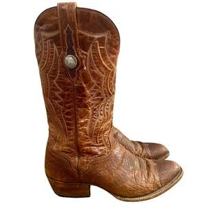 El Dorado Handmade Whiskey Bison Cowboy Boots Mens Sz 9.5 Round Toe Leather